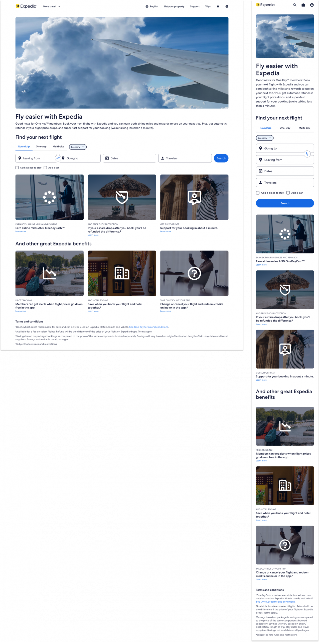 Expedia Flights Education Email Campaign and Onsite Landing page