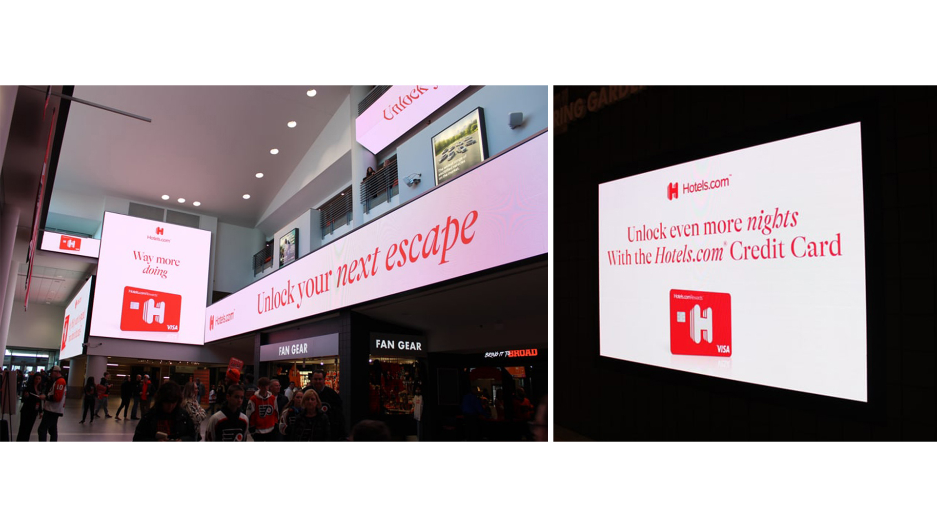 Hotels.com Credit Card Banners. Wells Fargo Center, Philadelphia, Pennsylvania. 2022