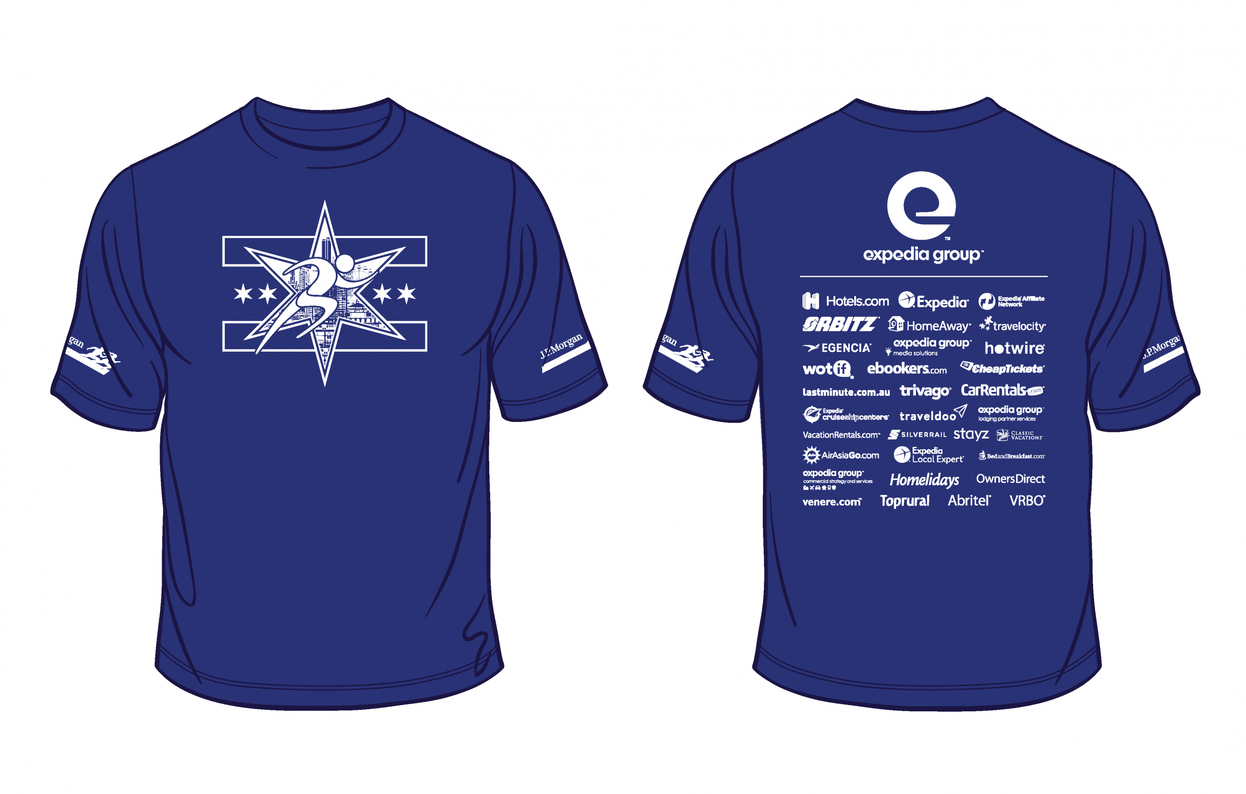 Expedia Group Chicago team shirt for the J.P. Morgan Chase Corporate Challenge from May 2018